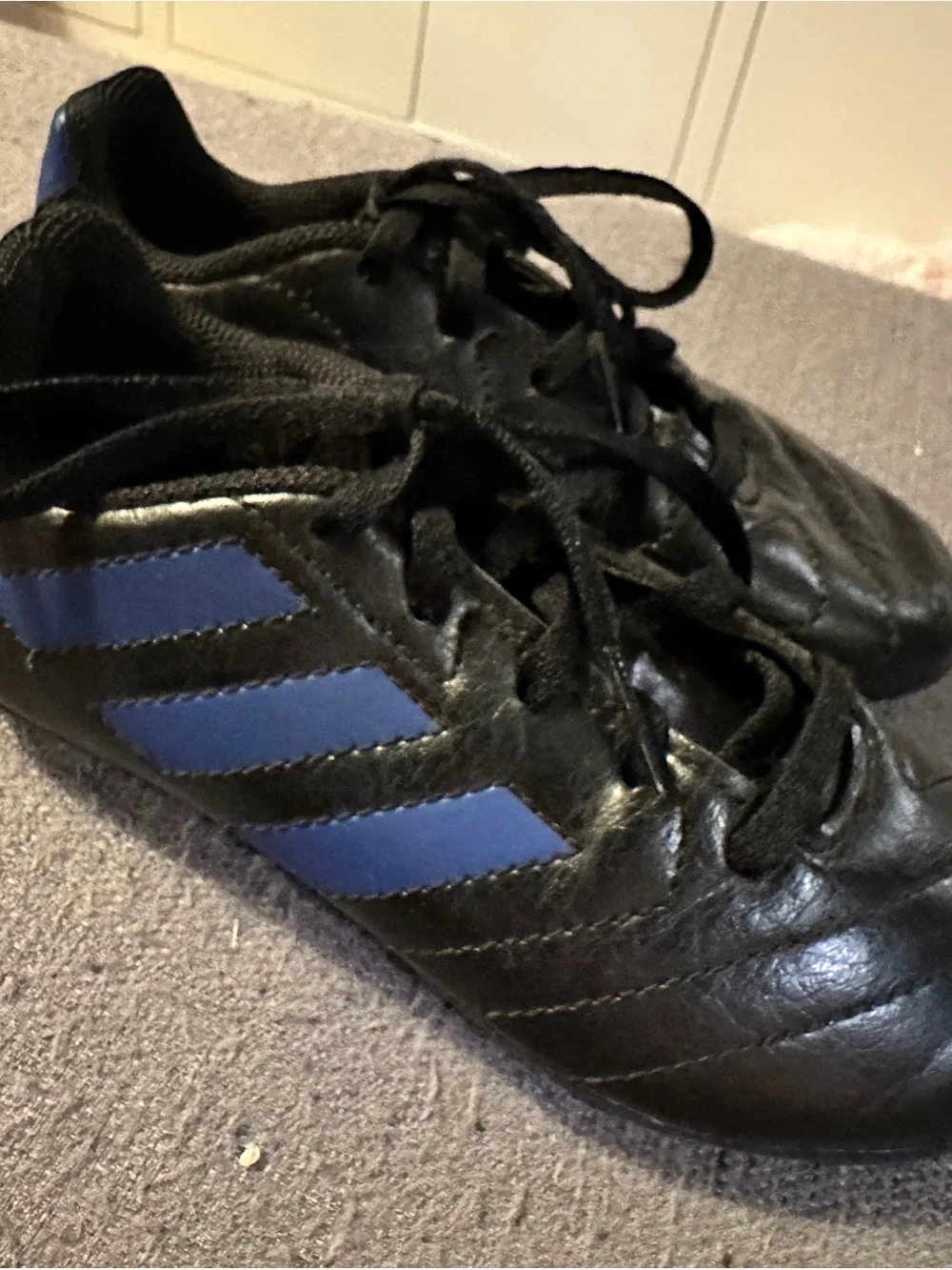 adidas Kids Black and Blue Soccer Sneakers